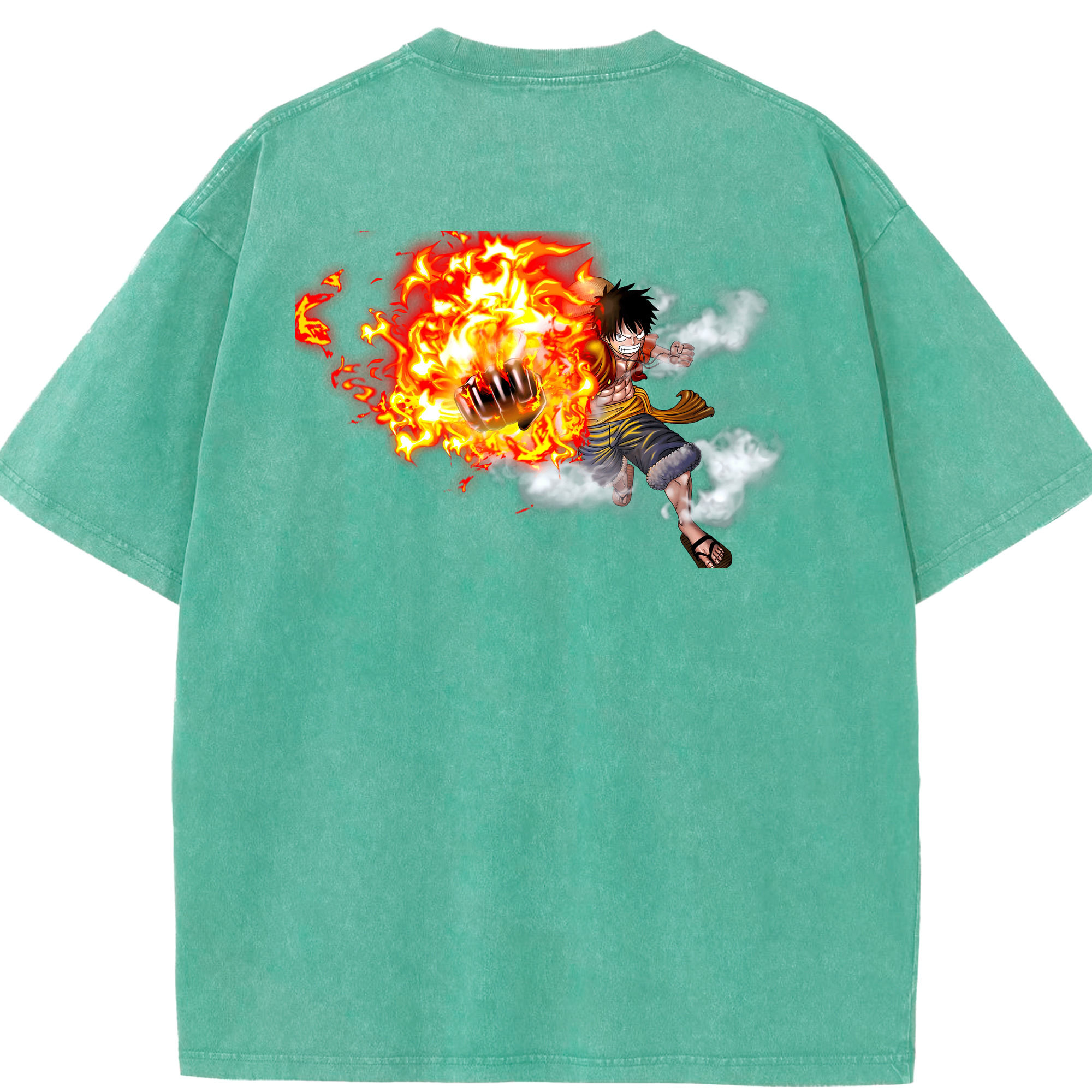 ワンピース モンキー・D・ルフィ ONE PIECE Monkey D. Luffy 綿100% ヴィンテージ風 半袖Tシャツ（背面プリント）